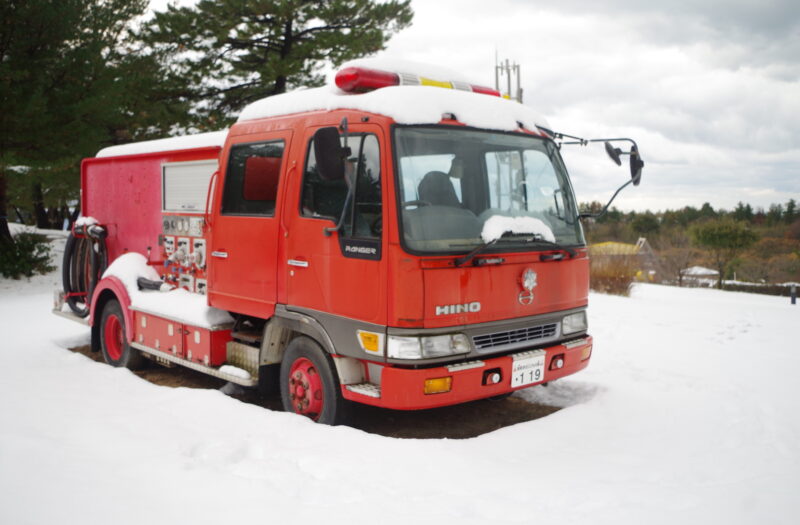 冬季期間　常設展示の消防車について