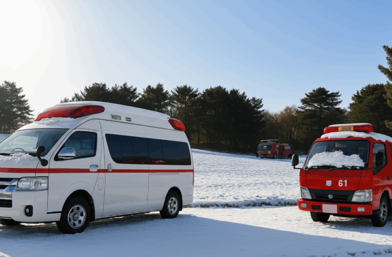 冬季期間　常設展示の「消防車」と「救急車」について