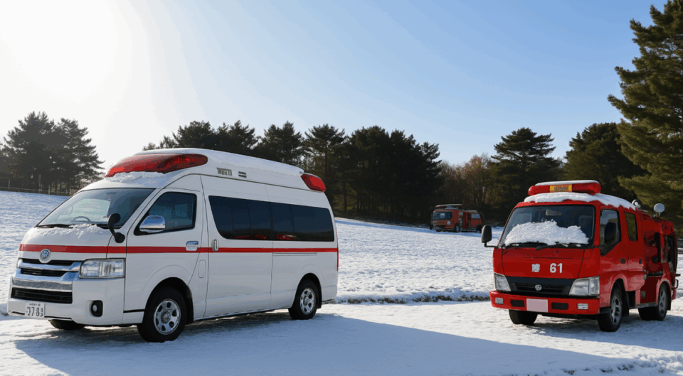 冬季期間　常設展示の「消防車」と「救急車」について